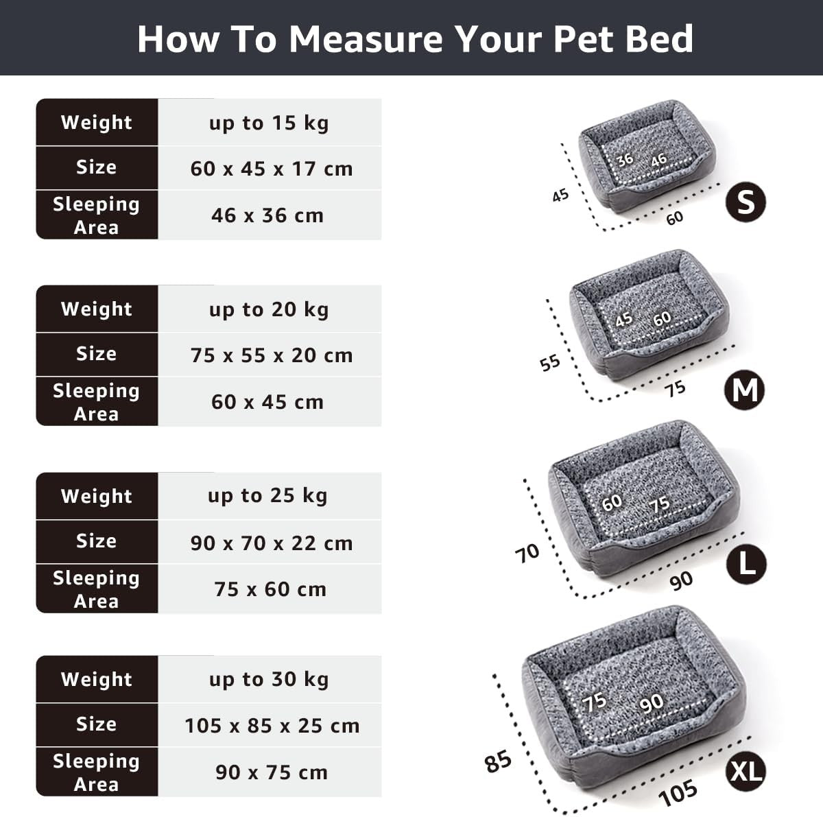 Large Dog Sofa Bed 90x70cm Washable Plush Calming Non Slip
