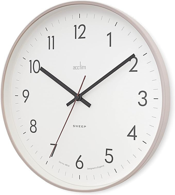 30cm Modern Wall Clock Silent Sweep Mocha Slimline Minimalist Home Decor