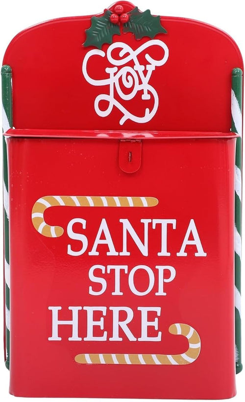 Wall Mount Red Santa Mailbox – Metal Xmas Post Box for Letters & Decor