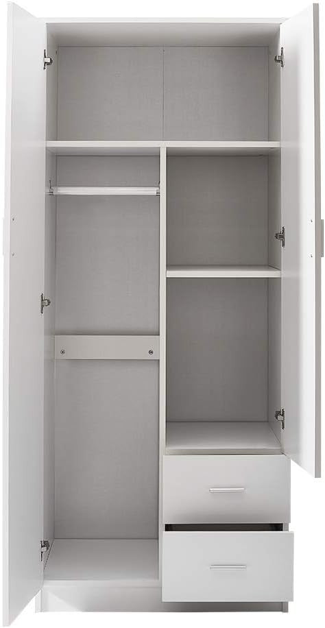 Modern 2 Door Wardrobe with Drawers & Shelf | Durable Bedroom Storage Unit