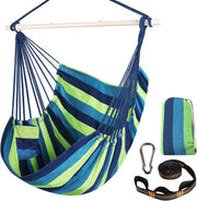 Hammock Chair Swing – Portable Cotton Seat, Collapsible Metal Bar Indoor/Outdoor