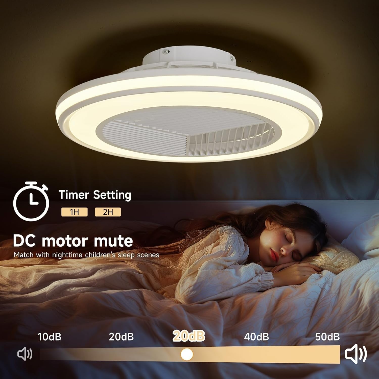 DWDVBL 50CM RGB Ceiling Fan with Smart LED Light, Remote & App Control