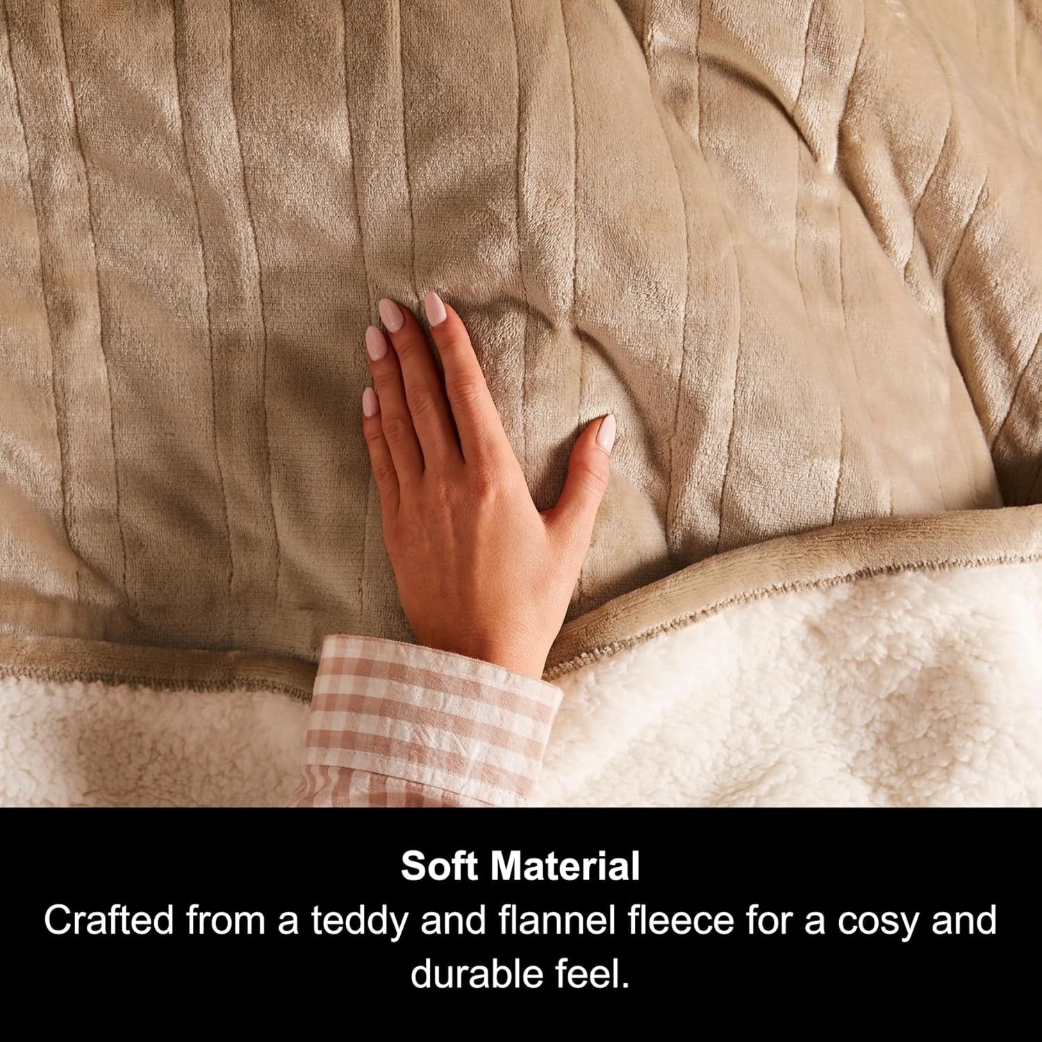 Electric Heated Throw Blanket 160x130cm Teddy Fleece 9 Heat Auto Shut Off
