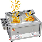 Commercial Gas Deep Fryer Double Tank 18L Stainless Steel Adjustable Heat