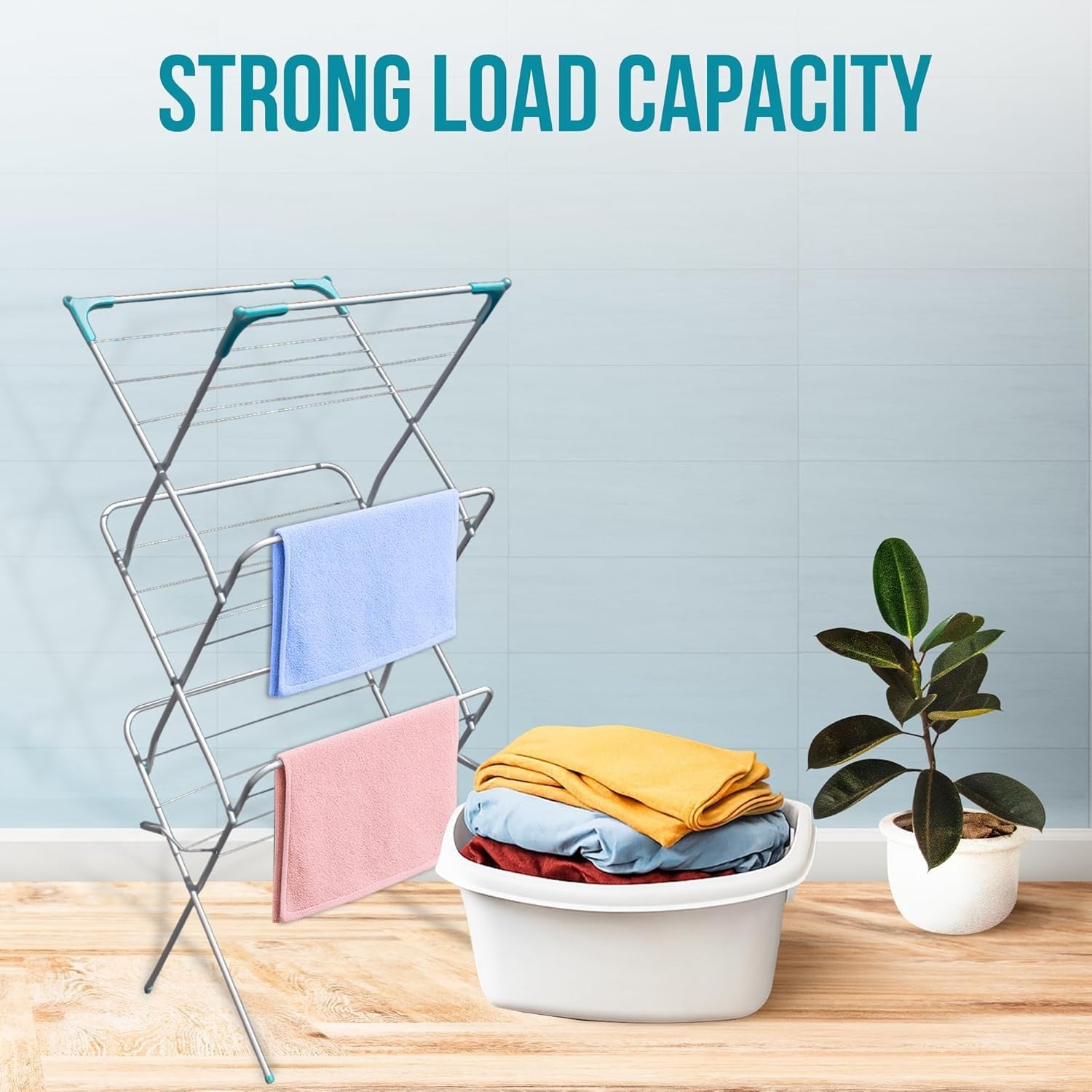 Large 3 Tier Clothes Airer Folding Drying Rack Heavy Duty Indoor