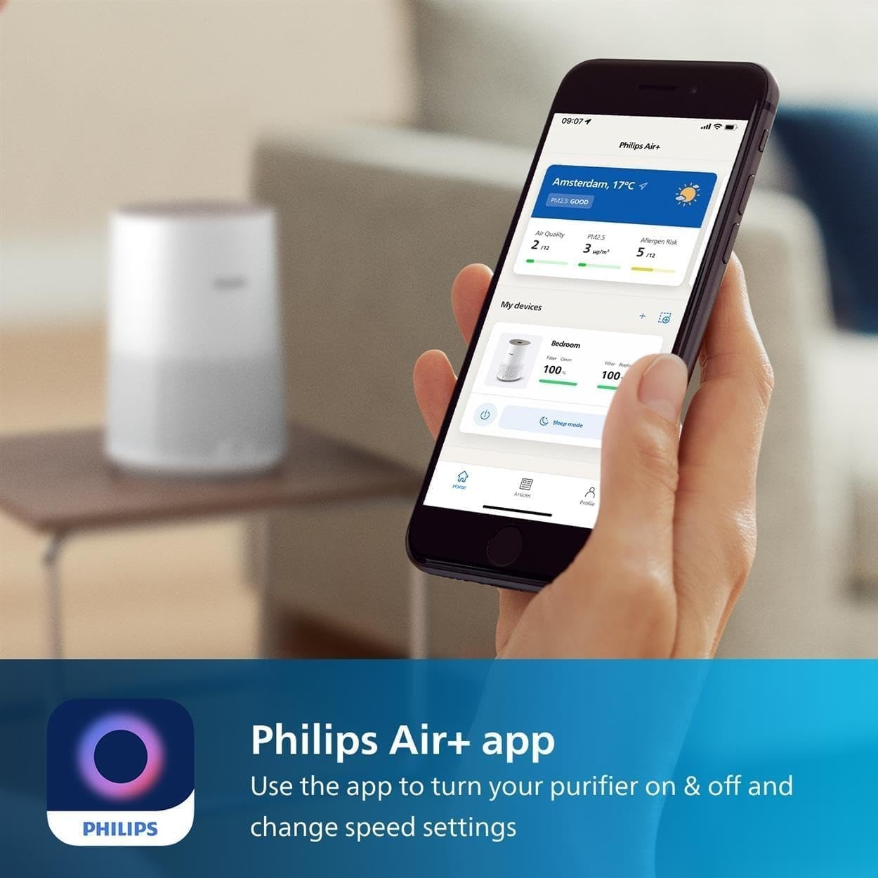 Ultra Quiet Air Purifier HEPA 99.97% Allergy Relief App Control 44m²