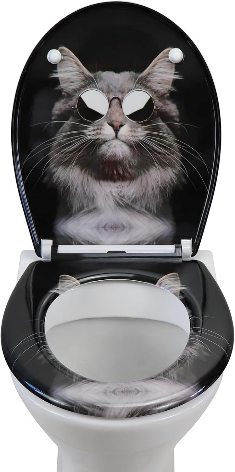 Black Cat Soft Close Toilet Seat Quick Release Top-Fix Duroplast 45x37cm