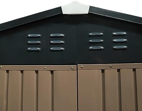 8x6FT Metal Storage Shed Outdoor Garden Tool House with Apex Roof & Double Doors