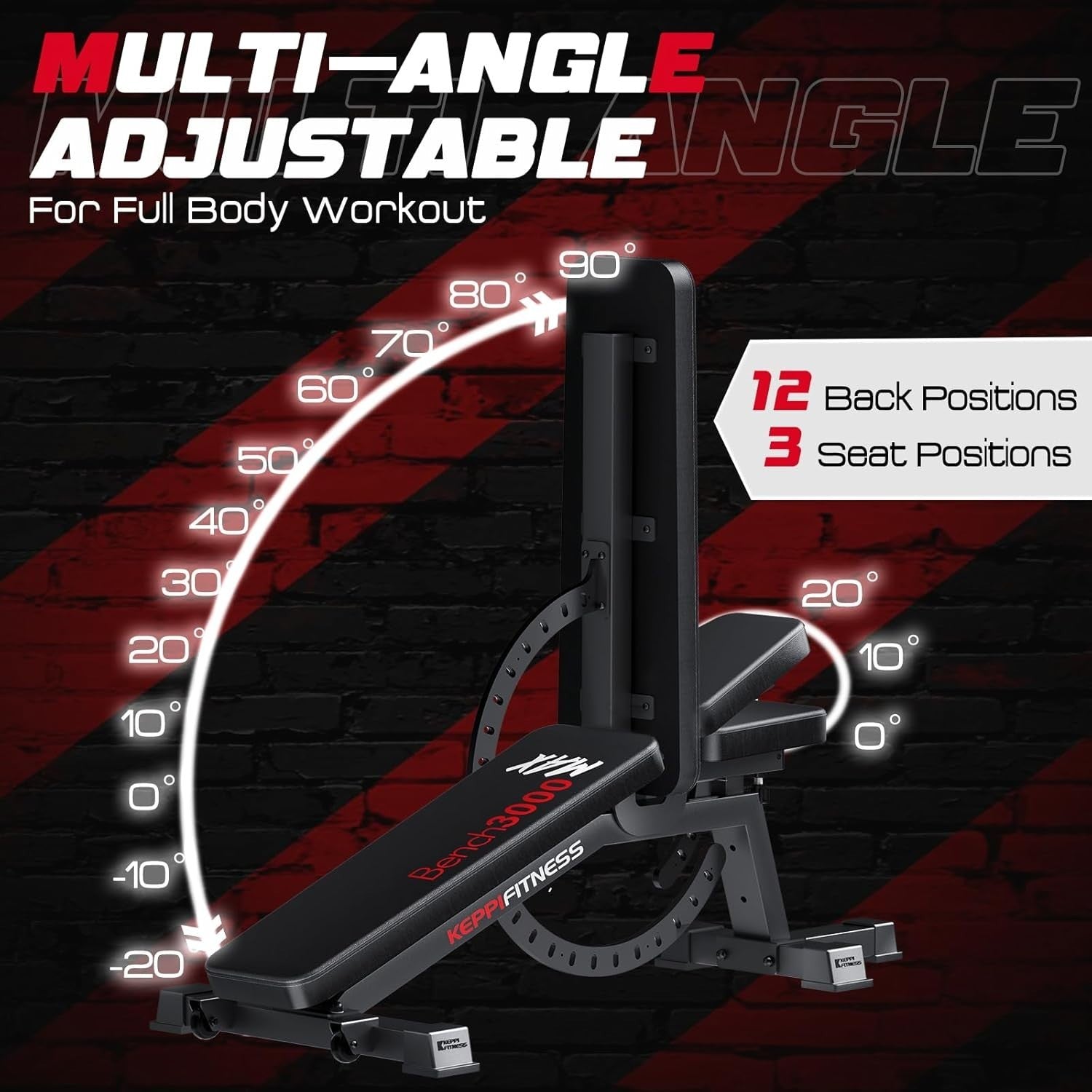 Commercial Adjustable Workout Bench 600kg Leg Extension Preacher Pad
