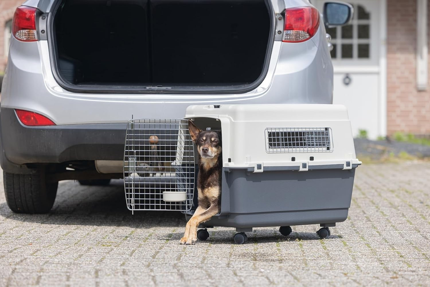 Lockable Durable Pet Travel Crate IATA Approved 81x56x59cm with Water Bowl