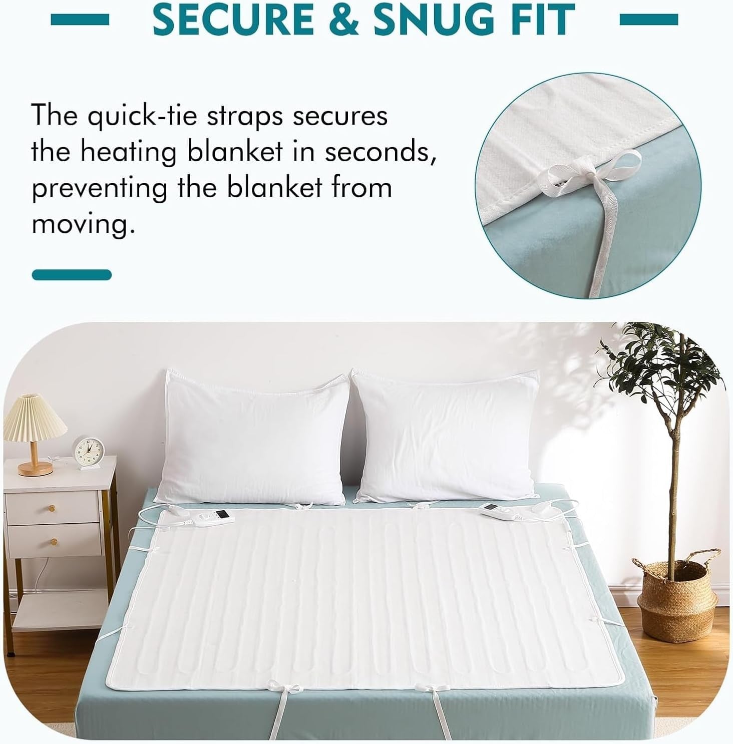 Electric Heated Underblanket King Size Dual Control 5 Heat Timer Washable