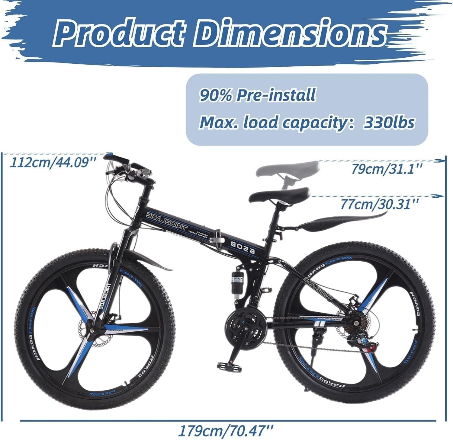 27.5" Foldable Mountain Bike Dual Suspension 21-Speed Lightweight MTB