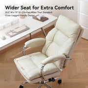 Office Chair Reclining Executive Desk Chair White PU Leather w/ Footrest
