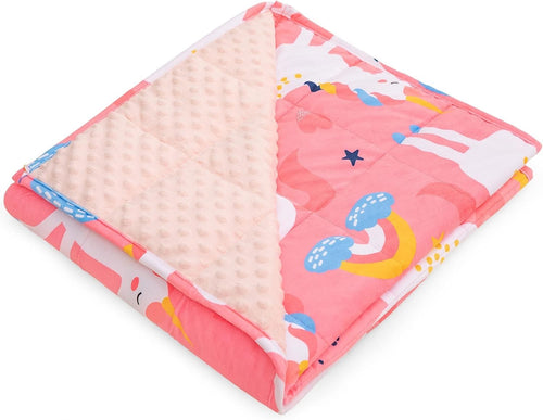 Kids Weighted Blanket Pink Unicorn 2.3kg 90x120cm Crystal Velvet Cozy