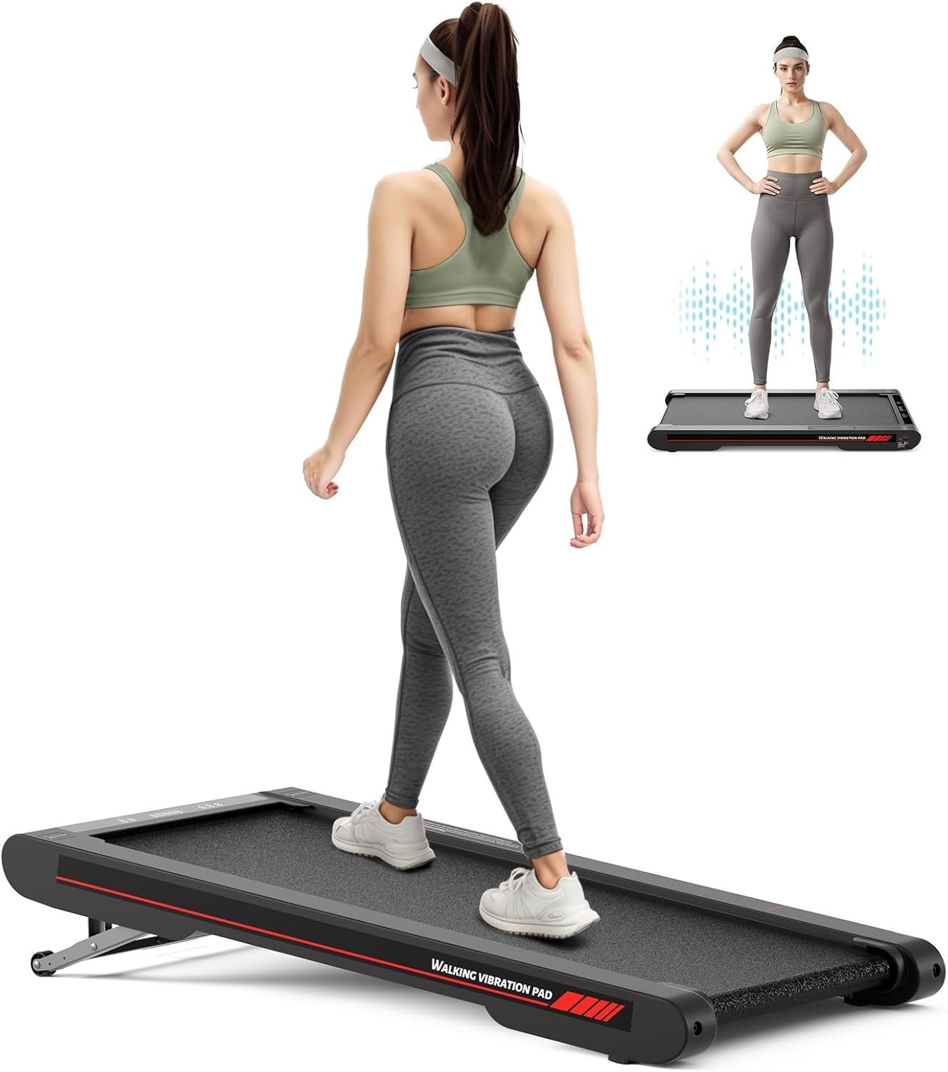 4-in-1 Vibration Walking Pad Under Desk Treadmill with Incline & App RM02