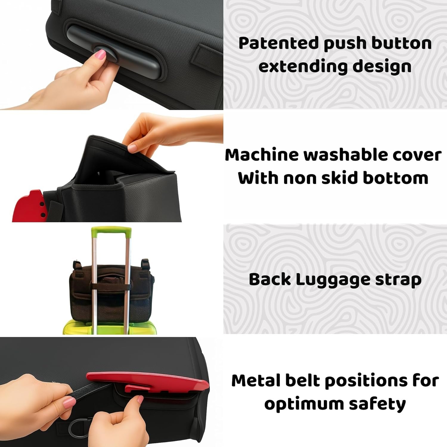 Portable Booster Car Seat Backless Foldable Travel Seat R129 125–150cm