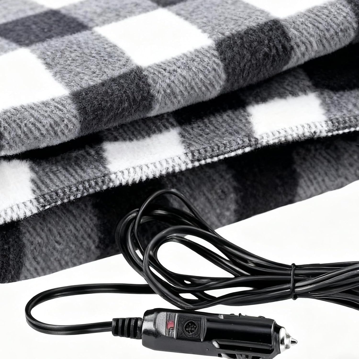12V Electric Heated Car Black Blanket Throw 3 Heat Levels Travel Camping Warm