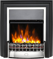 Freestanding Electric Fireplace with LED Flame, 2kW Heater & Chrome Trim