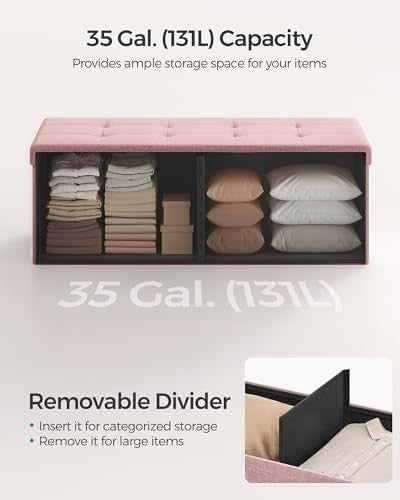 Storage Ottoman Bench 110cm Foldable Footrest Seat with Storage Jelly Pink