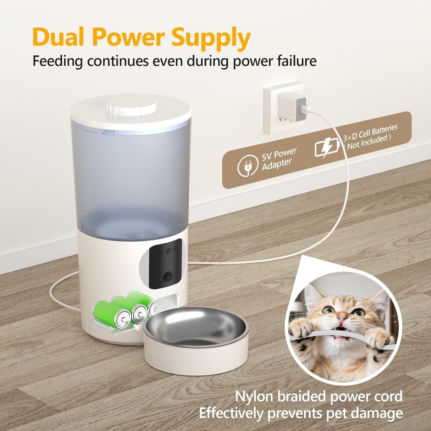 6L Smart Pet Feeder Dual Bowl 2K Camera WiFi App Auto Food Dispenser