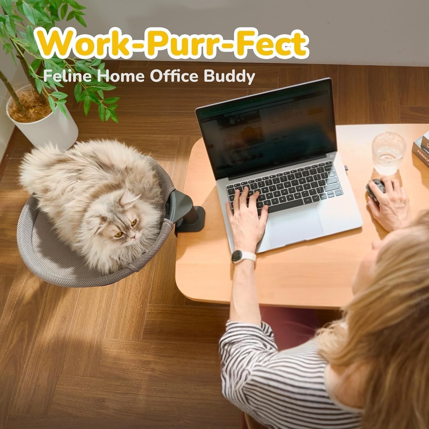 360 Rotating Desk Cat Bed Hanging Cat Hammock Washable Round Perch