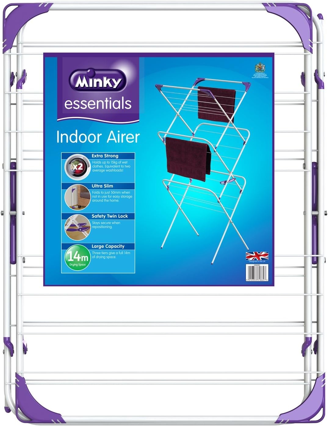 3 Tier Indoor Clothes Airing Rack Foldable Laundry Dryer Slim Space Saving