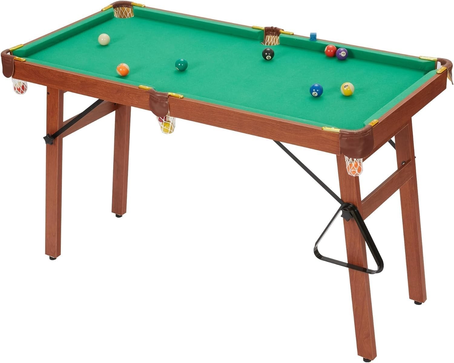 4FT Folding Pool Table Compact Billiards Set w Balls Cues Storage