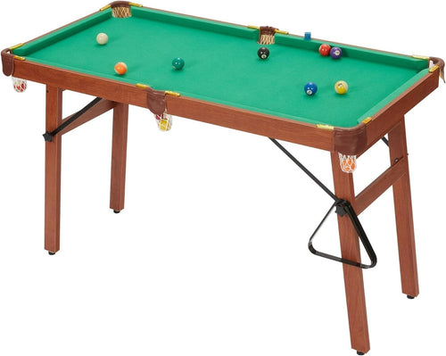 4FT Folding Pool Table Compact Billiards Set w Balls Cues Storage