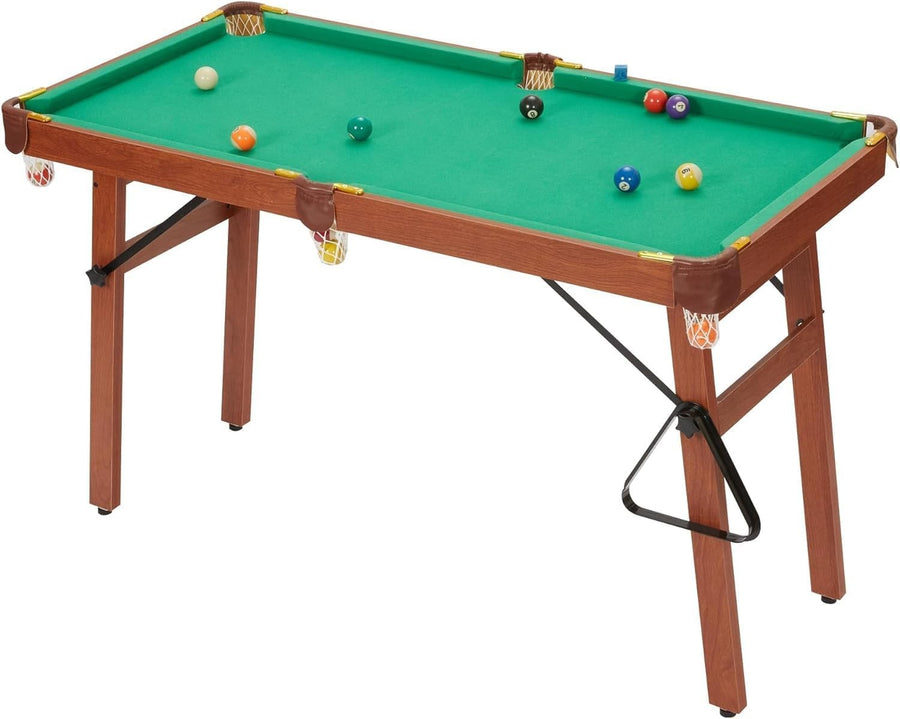 4FT Folding Pool Table Compact Billiards Set w Balls Cues Storage