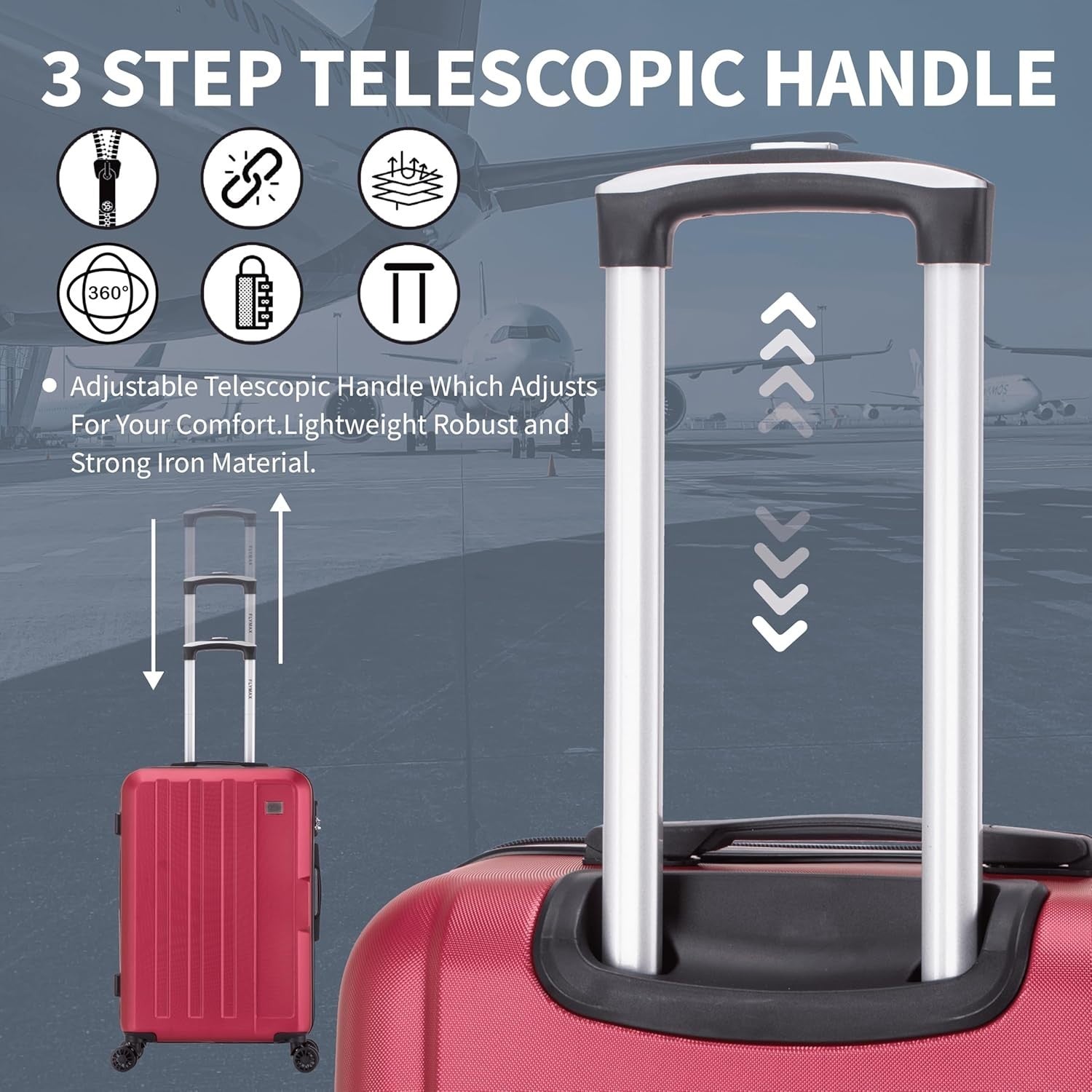 Medium Check In Travel Case 24 Inch ABS Hard Shell 4 Wheel Spinner 68L