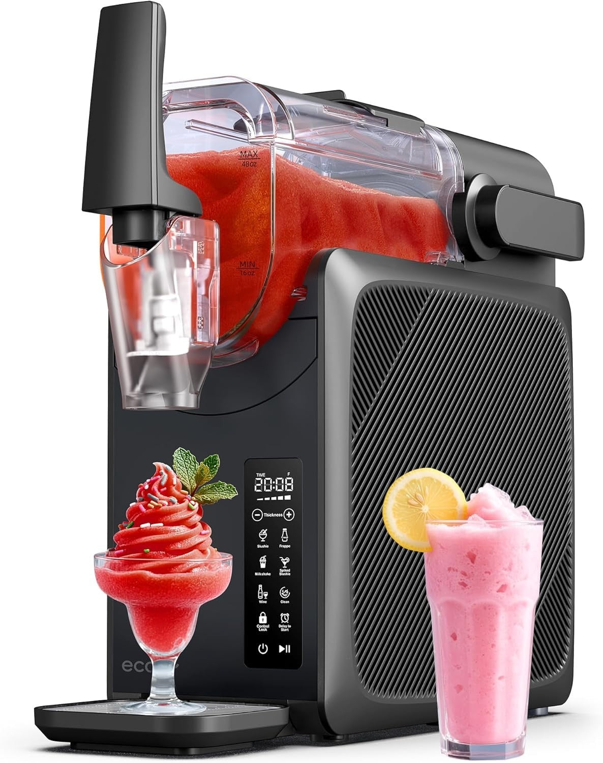 Slushie Maker Machine 2L No Ice Digital Touch Self Cleaning 5 Presets