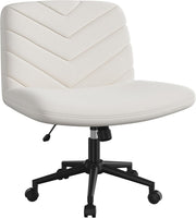 Armless Office Desk Chair Padded Cross Legged Swivel Adjustable Height Beige
