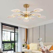 Gold LED Chandelier 10-Light Dimmable Pendant for Living Room