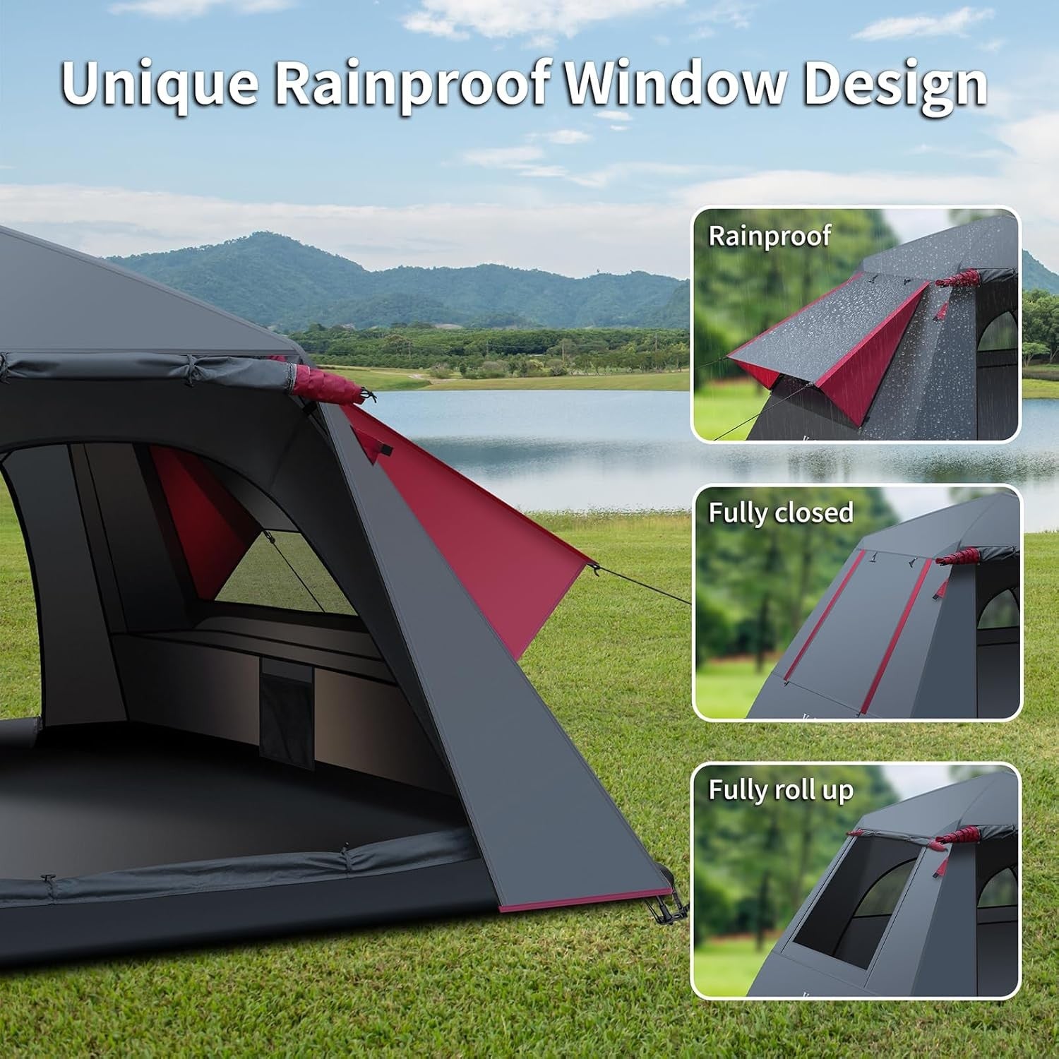 3 Man Pop Up Camping Tent Waterproof Automatic Dome 2 Layer