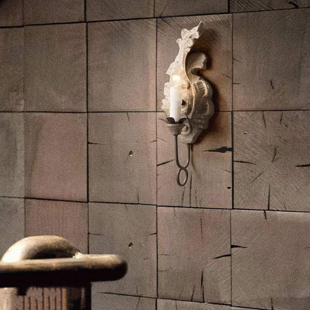 French Country Vintage Wood Wall Sconce, Antique Candle Style Light
