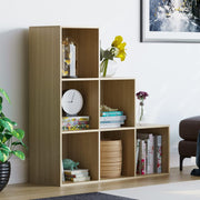 6 Cube Staircase Storage Shelf Oak Finish Durable Modern Organizer