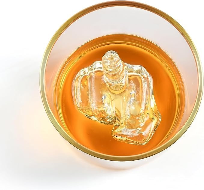 Funny Whiskey Glass 12oz Middle Finger Design Gold Rim Novelty Gift