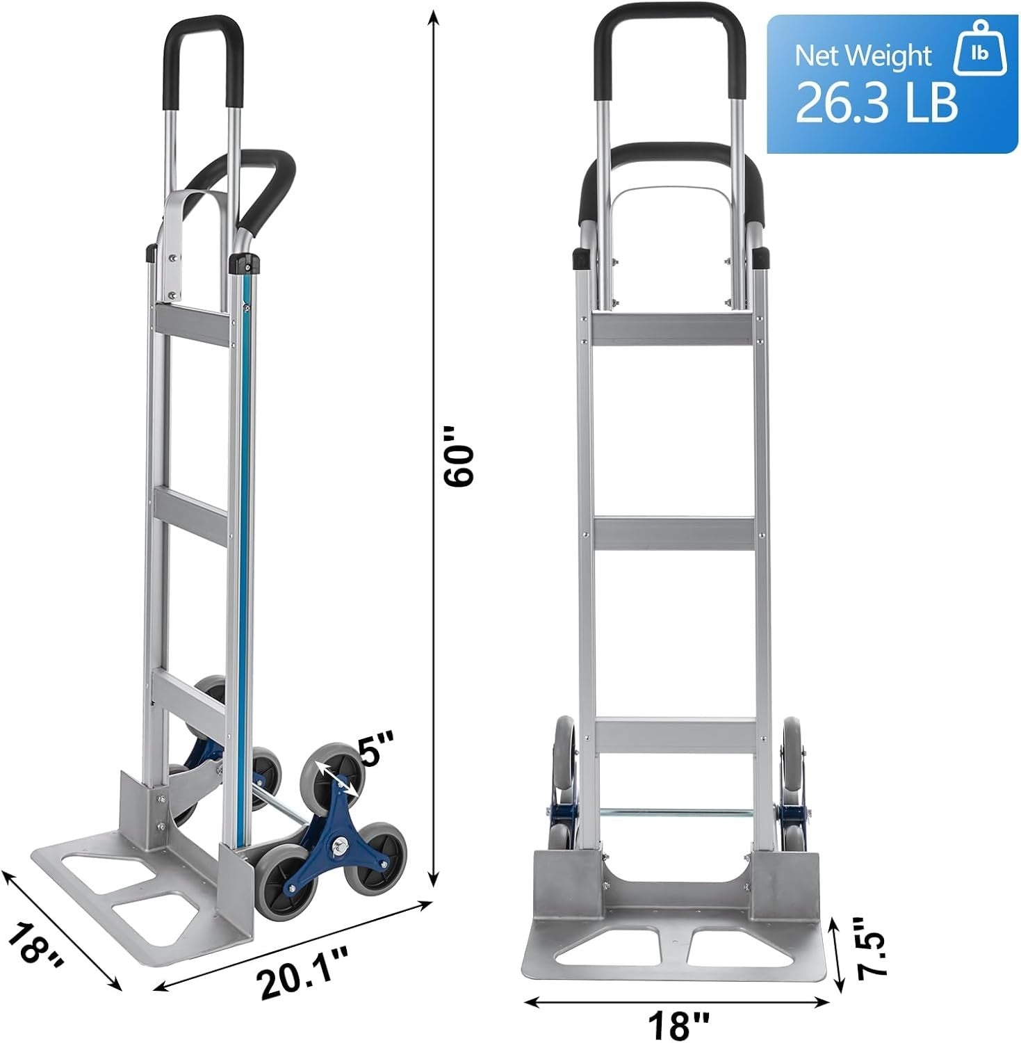 550lb Stair Climbing Hand Truck Aluminum 6 Wheel Heavy Duty Dolly Cart