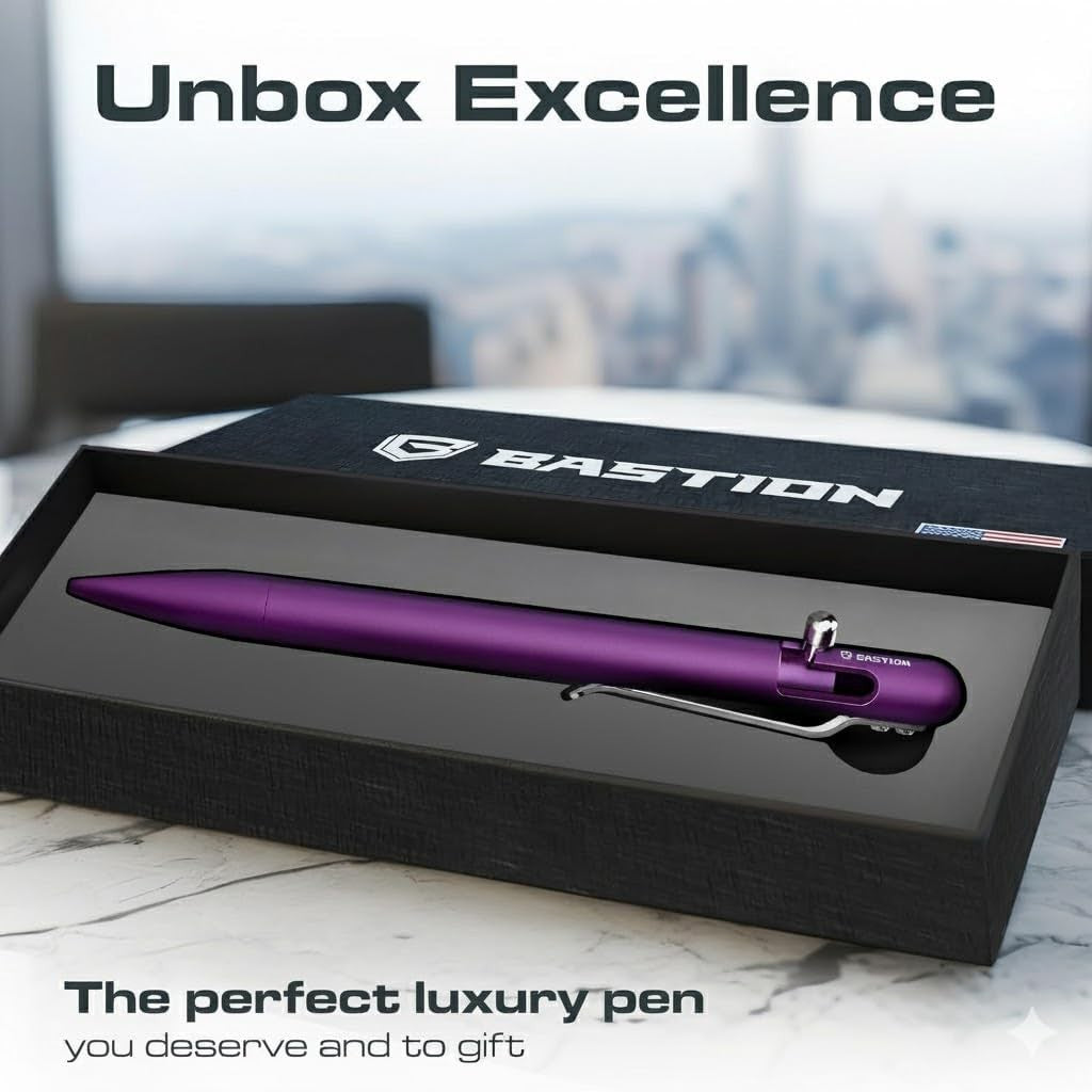 Luxury Slim Purple Ballpoint Pen – Aluminium, Bolt Action, Gift Ready