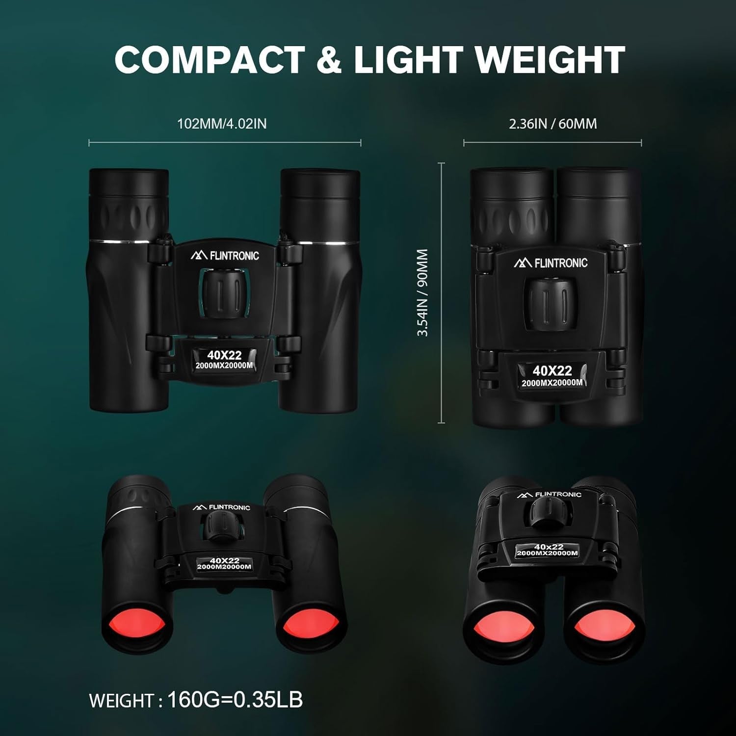 40x22 HD Mini Binoculars Compact Waterproof Pocket Size Travel Hiking Camping