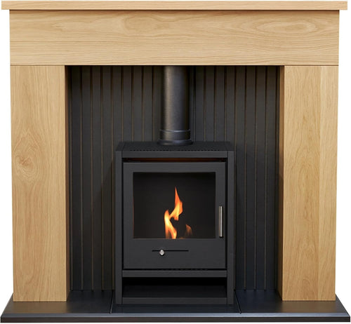 45" Oak Bio Ethanol Stove Fireplace - Eco Friendly, Freestanding Heater