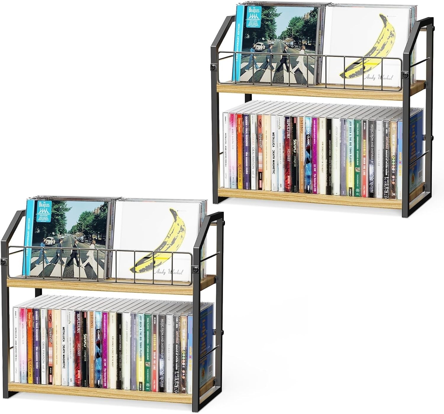 56 CD Vinyl Record Storage Rack 2 Tier Desktop Display Organizer Shelf
