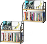56 CD Vinyl Record Storage Rack 2 Tier Desktop Display Organizer Shelf