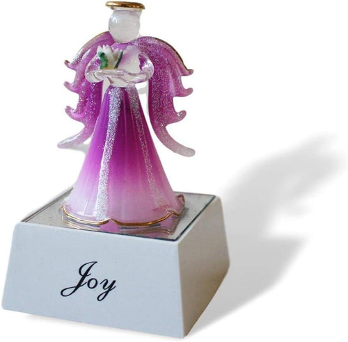 Glass Pink Angel Ornament with Light-Up Base | LED Gift Décor | Gold Gilded