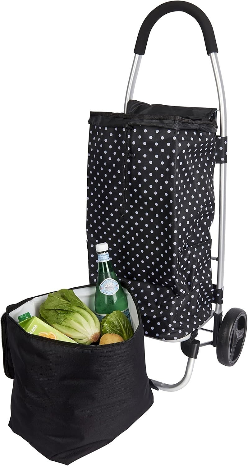 Foldable Shopping Trolley with Removable Cool Bag 15kg Wheels Cart