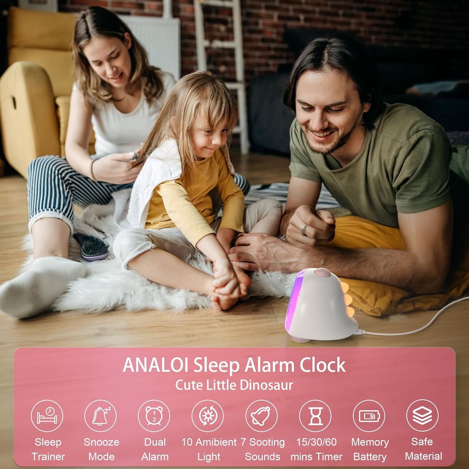 Kids Sleep Training Alarm Clock Night Light Dual Alarm 10 OK to Wake