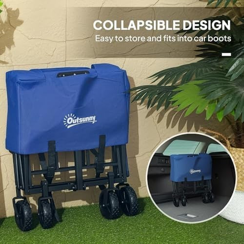 62L Folding Festival Trolley Wagon 120kg Garden Beach Cart Adjustable Handle
