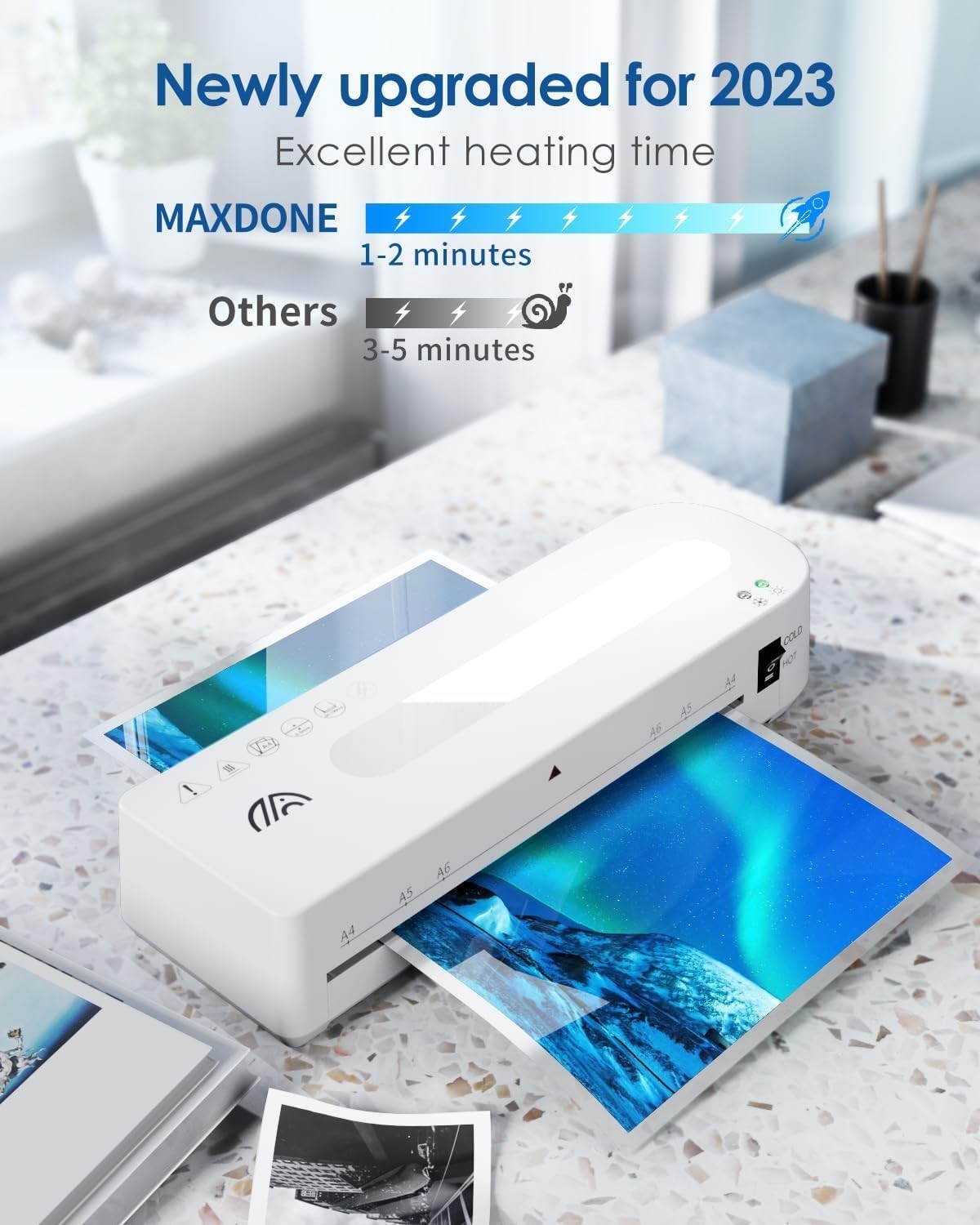 A4 Laminator Hot Cold Fast 90s Warm Up Anti Jam + 50 Pouches
