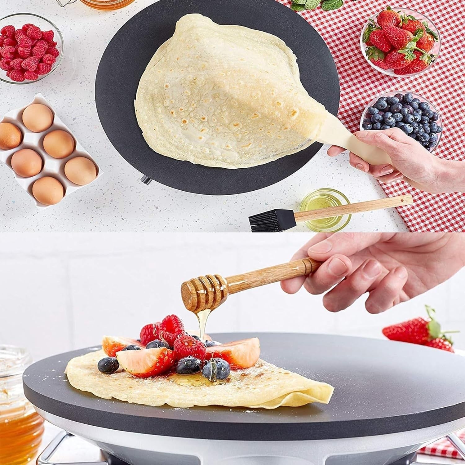 1200W Electric Crepe & Pancake Maker | 12" Non-Stick Tortilla Machine