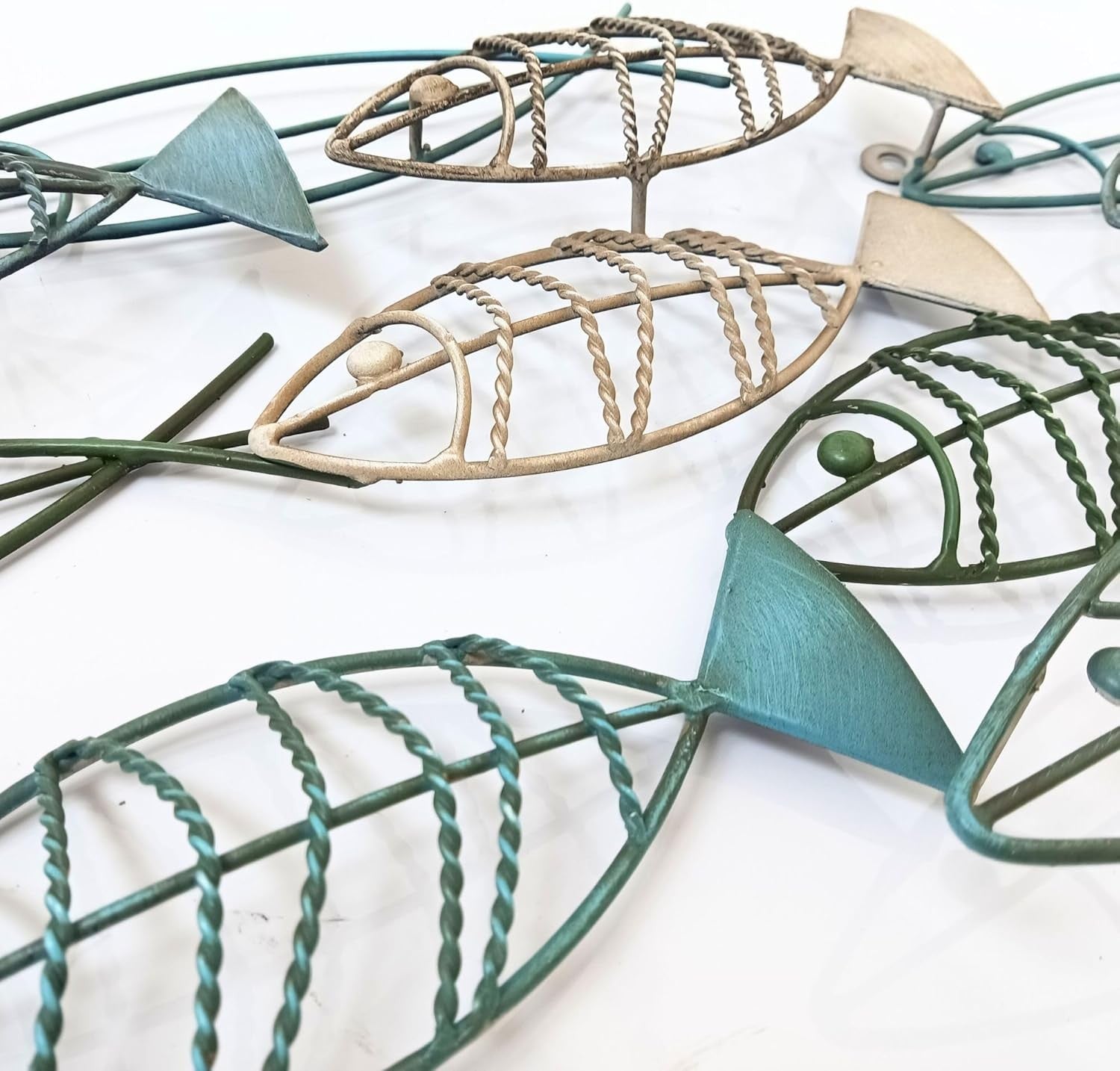 Metal Fish Wall Art Rustic Wire Shoal Sculpture Decor